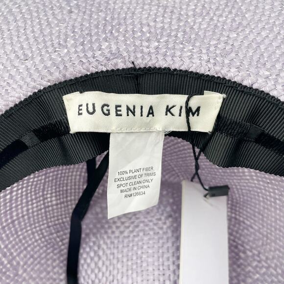 Eugenia Kim Harlow Straw Hat Fedora Lavender PurpleWide Brim Women's One Size - Picture 10 of 13